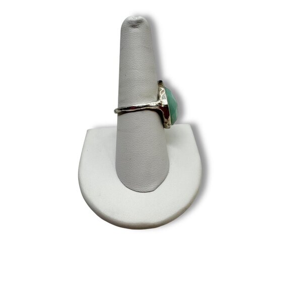 Milky Aquamarine Sterling Silver Teardrop Ring Size 8 Gemstone Jewelry - Picture 8 of 12